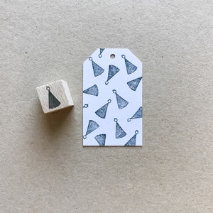 Rubber Stamp "Party Hat" - hand drawn mini stamp with wooden base