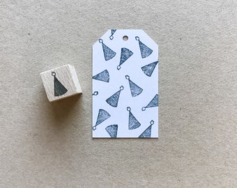 Rubber Stamp "Party Hat" - hand drawn mini stamp with wooden base