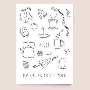 Stickerbogen A6 “Hygge” (mit Bonus-Postkarte)