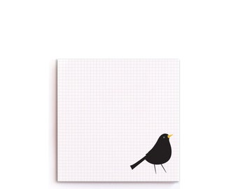 Notizblock "Amsel" - 98x98 mm Recyclingpapier