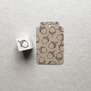 Rubber Stamp "Acorn" - 14x14mm // hand drawn mini stamp with wooden base