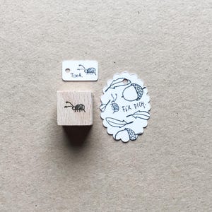 Rubber Stamp "Bug" - 12x6mm // hand drawn mini stamp with wooden base