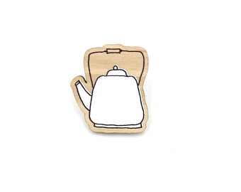 Wooden Pin Badge &quot;Tea Pot&quot; (FSC certified wood)