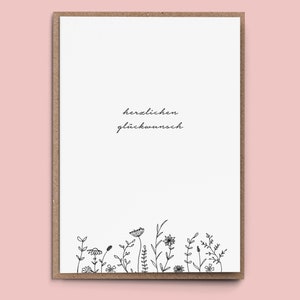 Greeting Card "Herzlichen Glückwunsch" (German) - congratulations modern fresh sketch universal