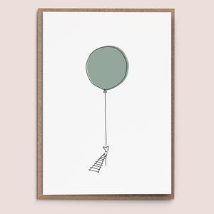 Glückwunsch  Karte "Ballon für dich" - Karte schlicht modern frisch Klappkarte Skizze Zeichnung