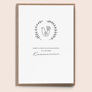 Greeting Card Communion / Confirmation (German) - congratulations modern fresh sketch dove