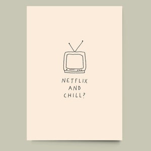 Postcard "Netflix and chill?" // recycled paper movie night invitation