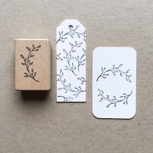 Rubber Stamp "Frame Garland" - 34x17mm - hand drawn stamp with wooden base