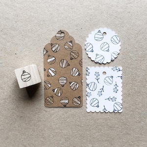 Rubber Stamp "Christmas Bauble" - 10x11mm // hand drawn mini stamp with wooden base