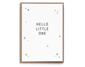 Greeting Card "Hello little One" (grey) - Birth Welcome Baby Kid Boy Girl Unisex simplistic geometric modern fresh
