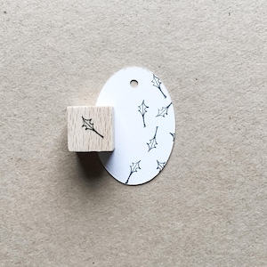 Rubber Stamp "Holiday Ilex" - 14x10mm // hand drawn mini stamp with wooden base