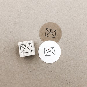 Rubber Stamp "Love Letter" - hand drawn mini stamp with wooden base