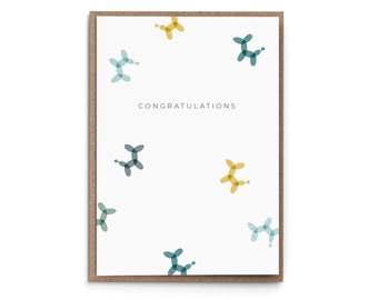 Greeting Card "Ballon Dog" (Congratulations) - Congrats Birthday Exam Wedding Birth Unisex simplistic modern fresh