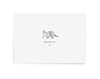 Postcard "Merci" - Set of 3 - Armadillo Thank You thanks