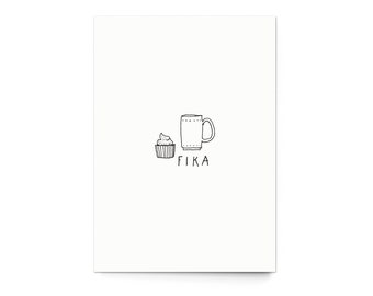 Postcard "Fika" (Set of 3) recycled paper