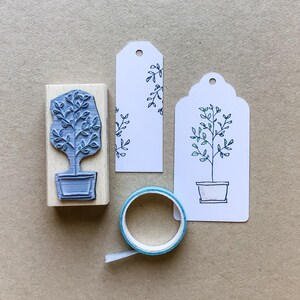 Rubber Stamp "Little Tree" - 60x25mm - hand drawn tree stamp with wooden base
