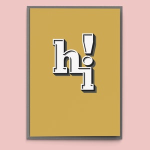 Greeting Card "hi!" - simplistic modern fresh hello mustard yellow grey typography