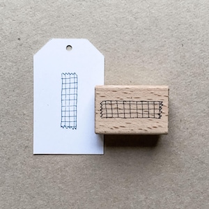 Rubber Stamp "Washi Tape" - 10x38mm - hand drawn stamp with wooden base