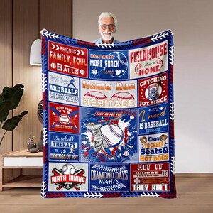 Personalized Baseball Blanket, Custom Sports Team Fleece Throw, Baseball Lover Gift, Home Run Keepsake, Custom Name Baseball Decor, Fan