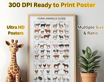 Farm Animals Breeds Guide Poster, Educational Country Wall Art (Digital Download)