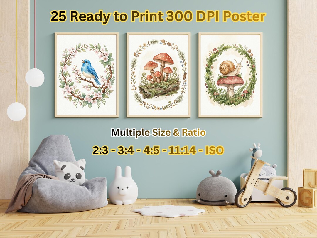 25 Woodland Animal Nursery Prints, Forest Gallery Wall Art Bundle ...