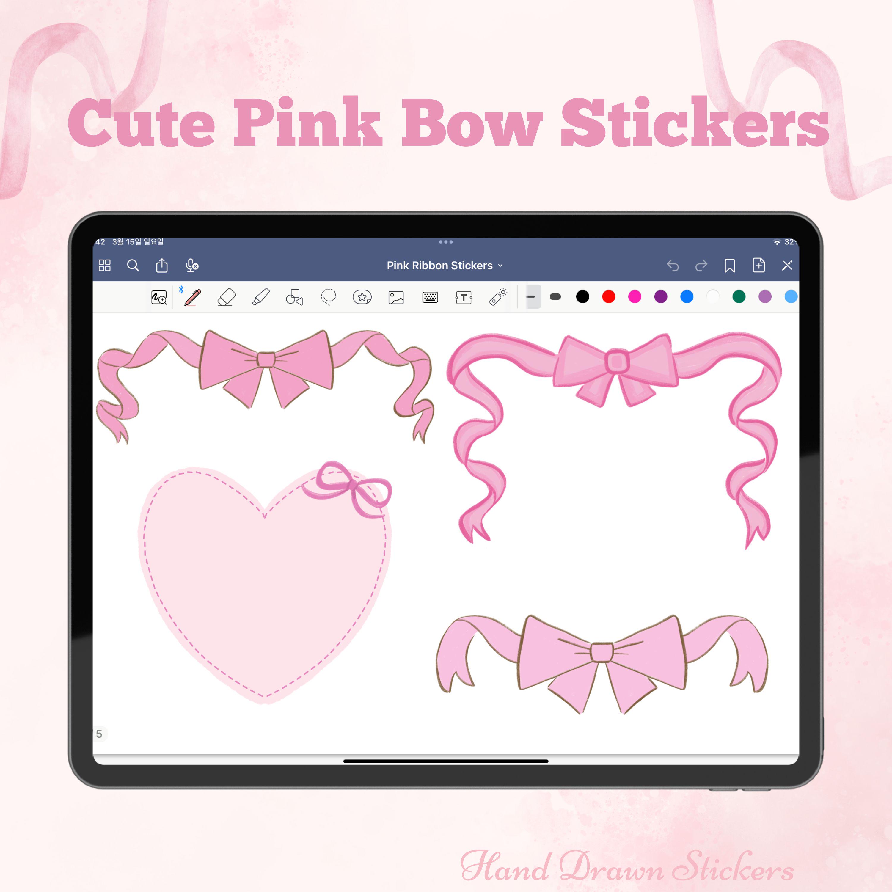 Pink Bow Clipart PNG, Cute Kawaii Bow Sticker, Coquette Bow Sticker ...