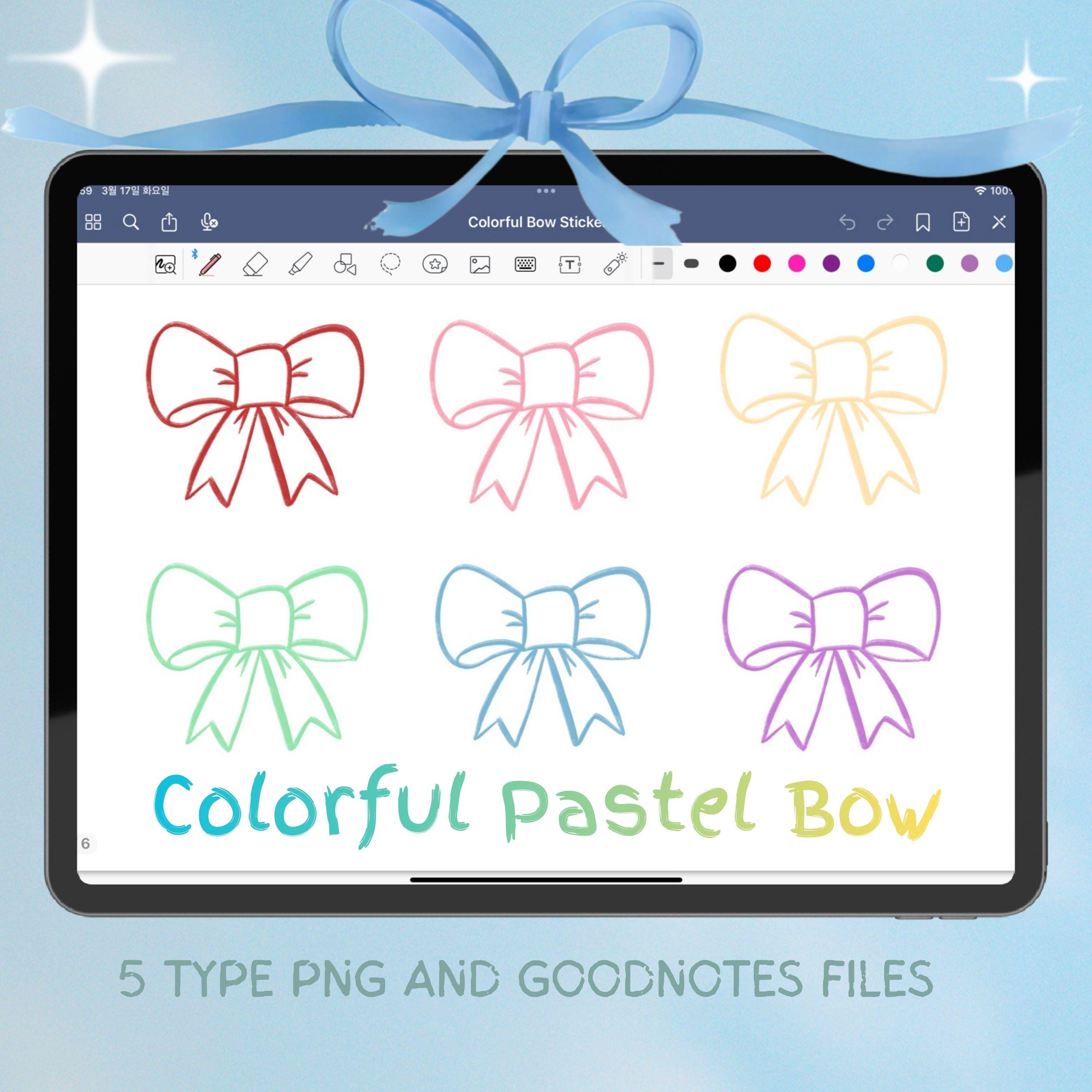 Colorful Bow Sticker Pack PNG | Cute Ribbon Stickers for Goodnotes ...