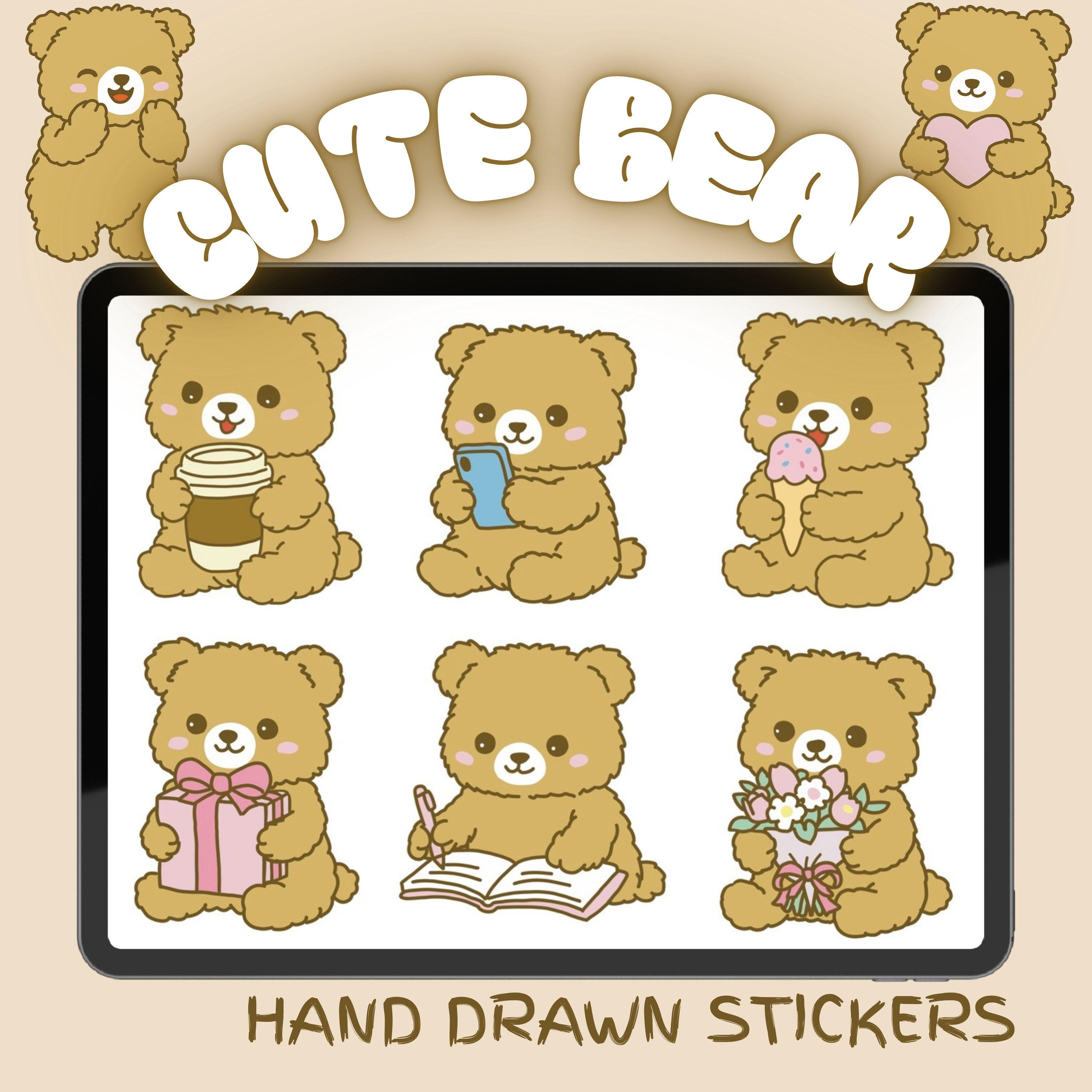 Cute Bear Sticker Pack, Kawaii Bear Stickers, Goodnotes Stickers ...