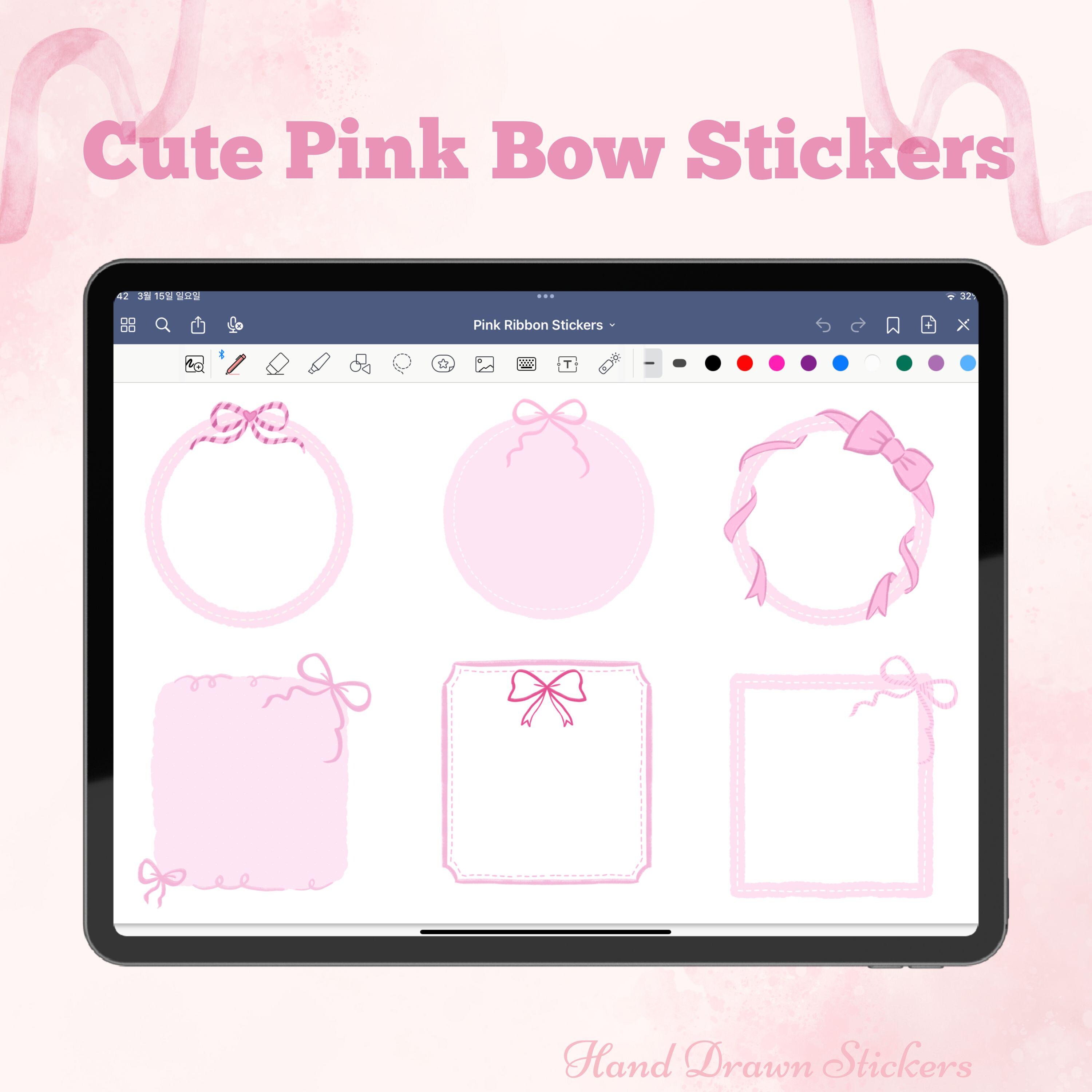 Pink Bow Clipart PNG, Cute Kawaii Bow Sticker, Coquette Bow Sticker ...