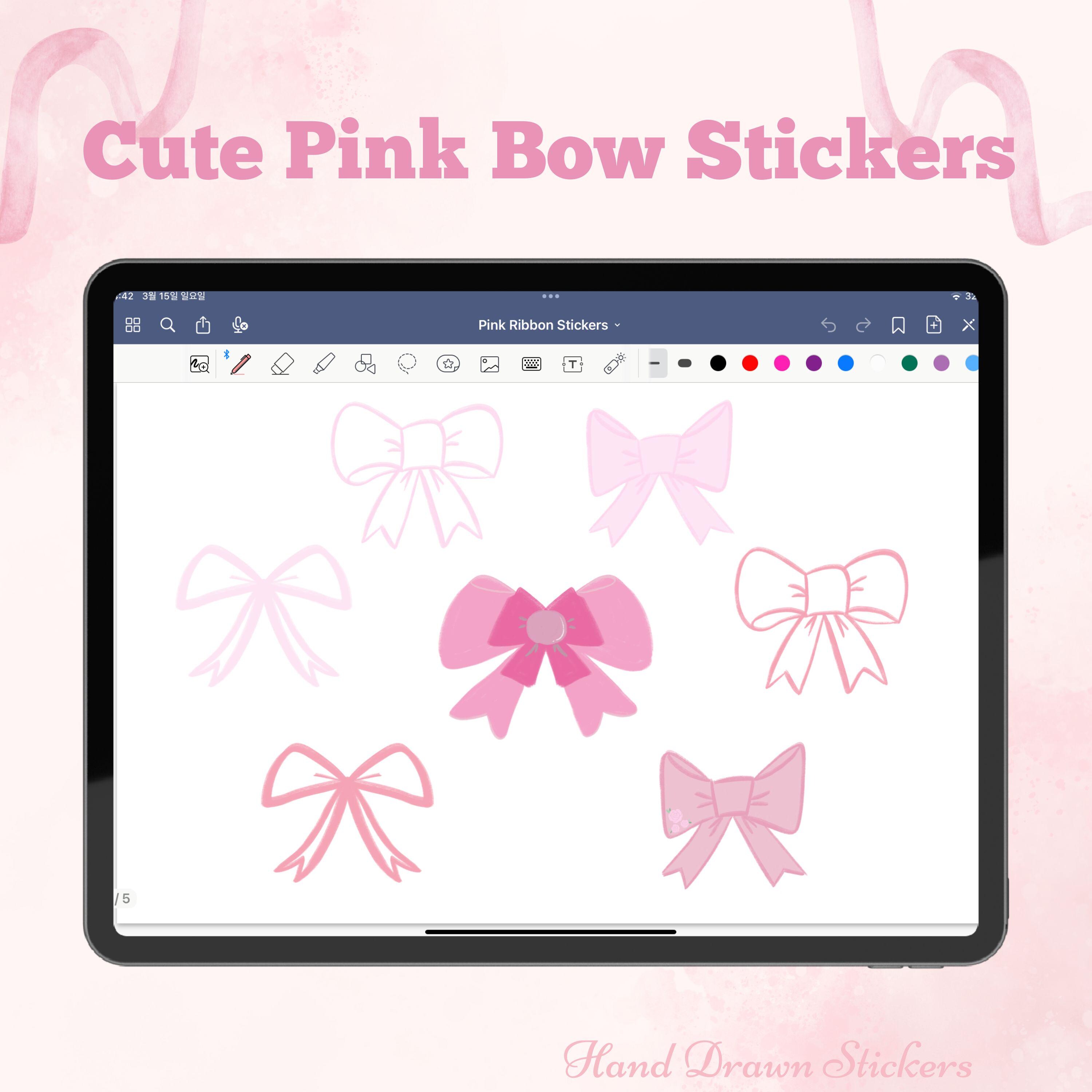 Pink Bow Clipart PNG, Cute Kawaii Bow Sticker, Coquette Bow Sticker ...