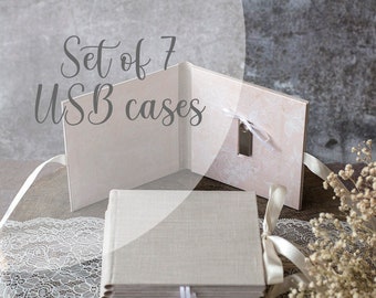 Set of 7 - Single USB case usb packaging for photographer linen USB cover - Wedding Photography Packaging - USB box - wedding gift