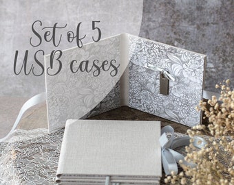 Set of 5 - Single USB case usb packaging for photographer linen USB cover - Wedding Photography Packaging - USB box - wedding gift