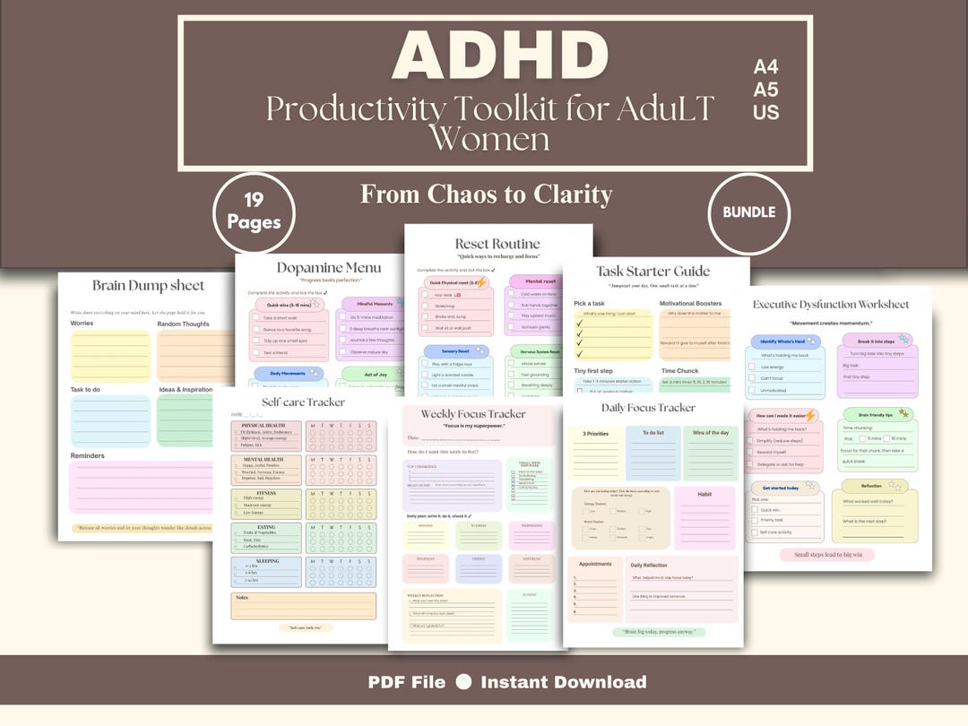 ADHD Productivity Toolkit for Adult Women, Chaos to Clarity Planner ...