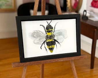 Dolls house Bee original art miniature Painting in a handmade 1:12th scale Dollhouse Framed