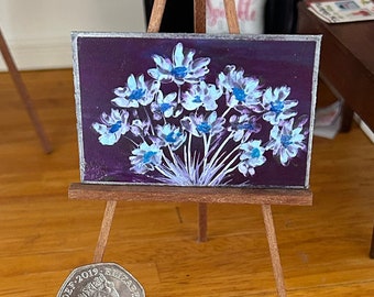 Miniature dolls house modern art canvas style anemone flowers