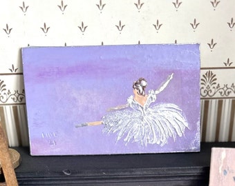 Dollhouse Ballet modern miniature painting, Dolls House Ballerina  Original Art Painting