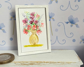 Art Dollhouse framed flower modern miniature painting flower original miniature art