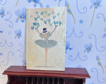 Ballet modern miniature painting, Butterflies dolls House Ballerina  Original Art Painting