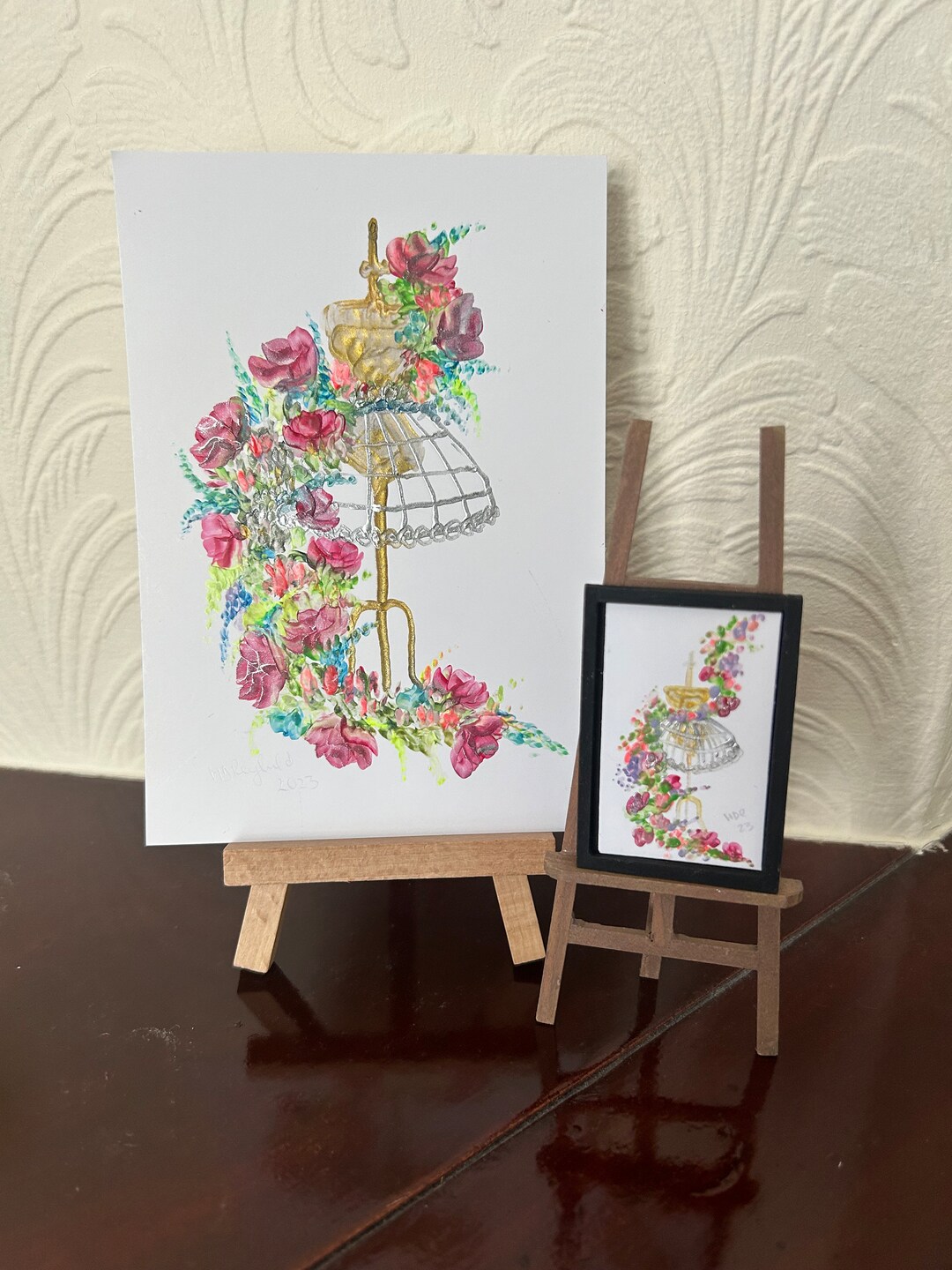 Flowers Mannequin Original Paintings Set of 2 Pictures One for Etsy