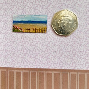 Moderne Miniatur 1:24 Strand Meer Landschaft Gemälde Puppenhaus