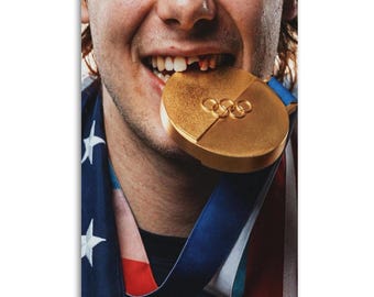 Jack Hughes Gold Medal Goal Canvas Print: Shattered Smile Wall Art Poster