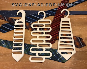 Tie Holder SVG / Father's Day Gift / Laser File / Gift for Dad / Tie Hanger / Laser Cut Files Father's Day / 3 Designs