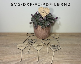 Laser file flower topper Mother's Day SVG / gift topper / cake topper / gift for mom / cake topper Mother's Day / laser cut file