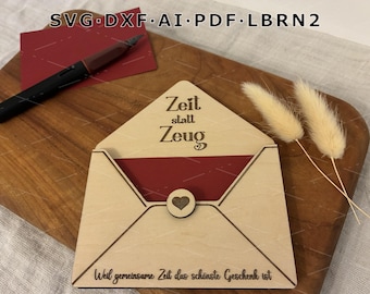 Gift certificate "Time instead of things" / Envelope laser file / SVG gift card / Gift voucher for couples / Time together / Gift for her