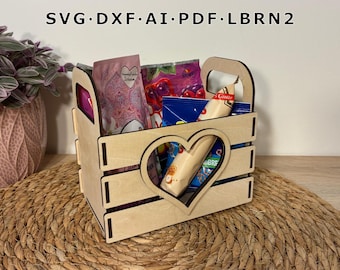 Mother's Day Gift Box SVG Laser File Heart Box / Wooden Box with Heart / Wooden Wedding Box / Flower Box / Small Fruit Box / Valentine's Day Box