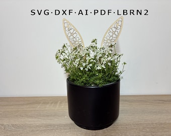 Laser file flower picks bunny ears / Easter cake topper / Easter gift idea branch SVG / Easter decoration for flower pot / Easter flower decoration