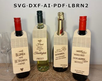 SVG laser file bottle tag / wine bottle tag / gift idea for girlfriend / birthday gift wrapping / laser cut / wine gift