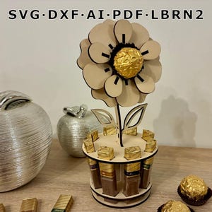 Archivo láser SVG Día de la Madre - Flor para barra de chocolate y praliné / Regalo para mamá y abuela / Merci y bola de chocolate / Empaque de bola de chocolate