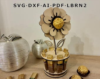 SVG laser file Mother's Day - Flower for chocolate bar and praline / Gift for mom and grandma / Merci and chocolate ball / Chocolate ball packaging