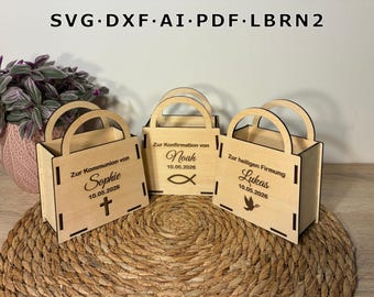 Laser file gift box SVG Confirmation First Communion / Basket / Gift basket / Church gift / Digital download Laser Cut